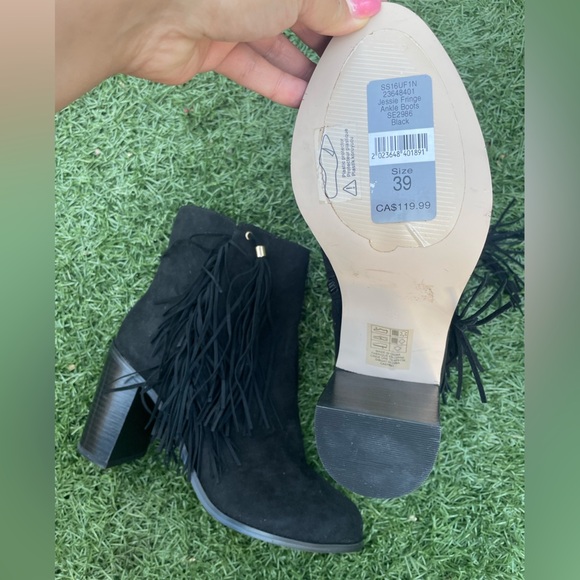 NWT - Ever New Jessie Fringe Heel Ankle Boots in Black - Size 8 (EU 39) - Picture 4 of 4